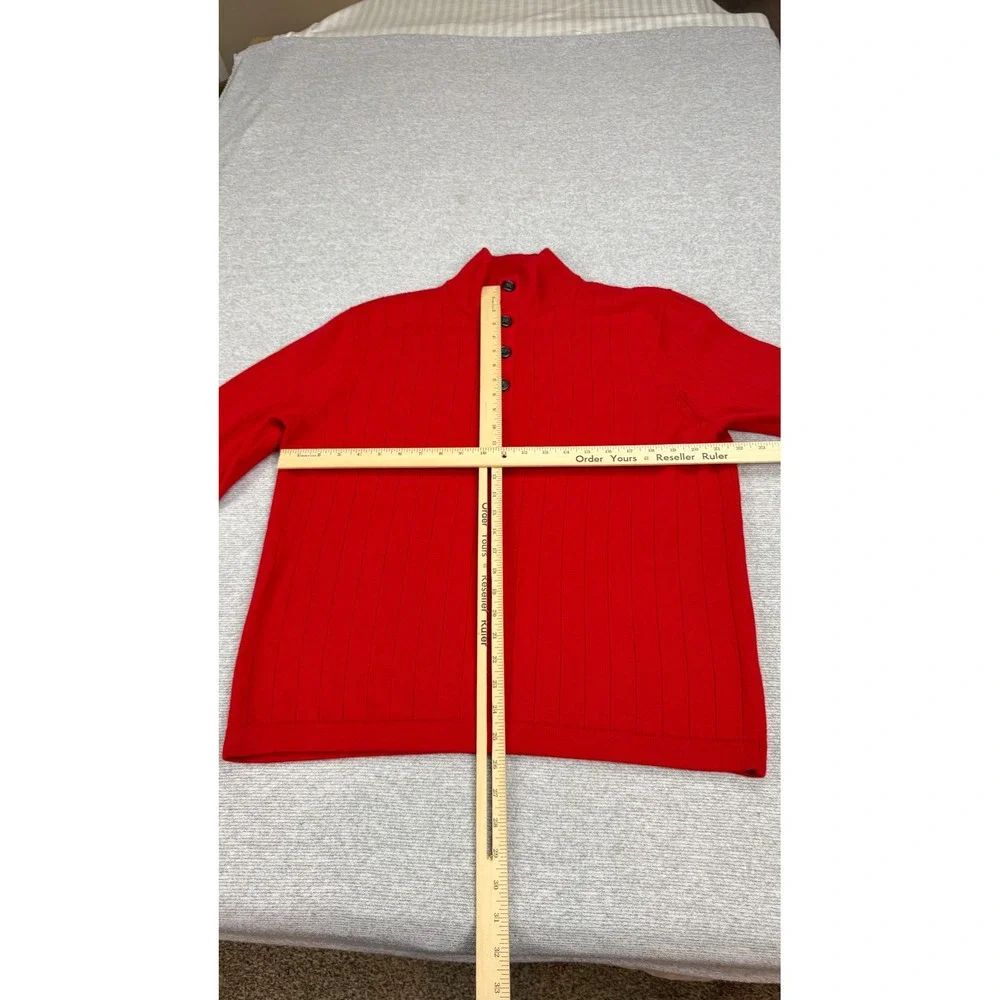 Banana Republic Mens Red Extra Fine‎ Merino Wool Mock Neck Ribbed Sweater Large